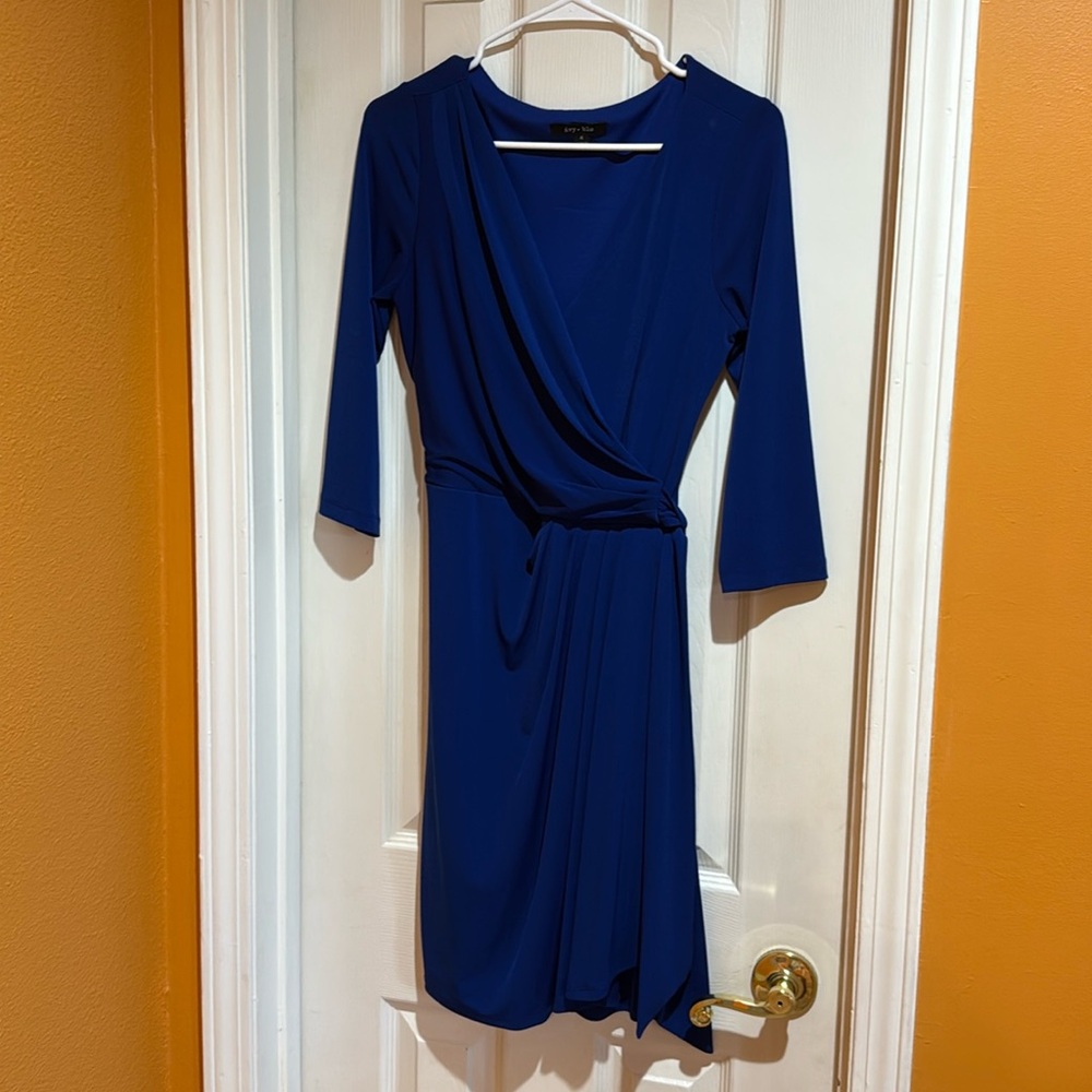 Elegant Blue Wrap Dress-size 4